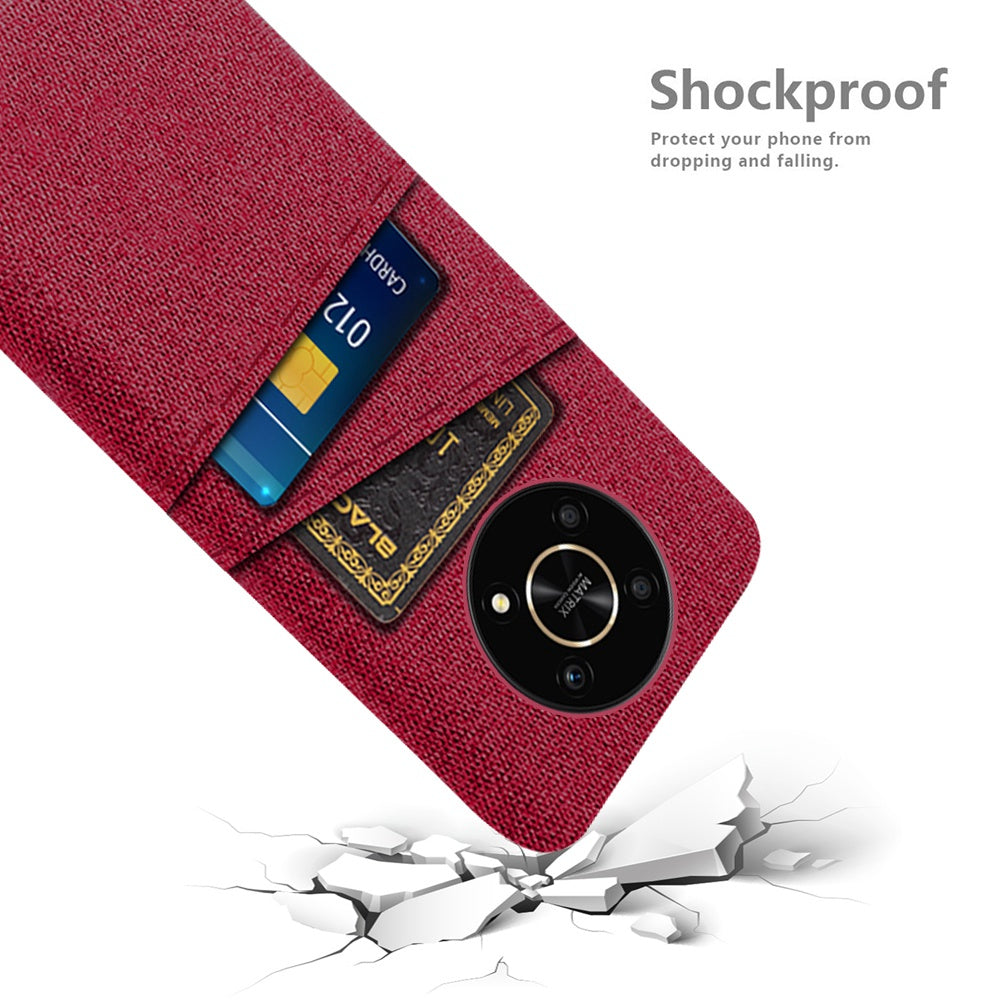 For Honor Magic4 Lite 5G/X30/X9 4G/X9 5G Dual Card Slots Cloth + PC Back Case Cloth Texture Protective Phone Cover