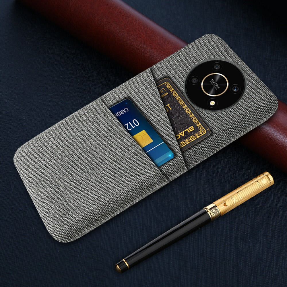For Honor Magic4 Lite 5G/X30/X9 4G/X9 5G Dual Card Slots Cloth + PC Back Case Cloth Texture Protective Phone Cover