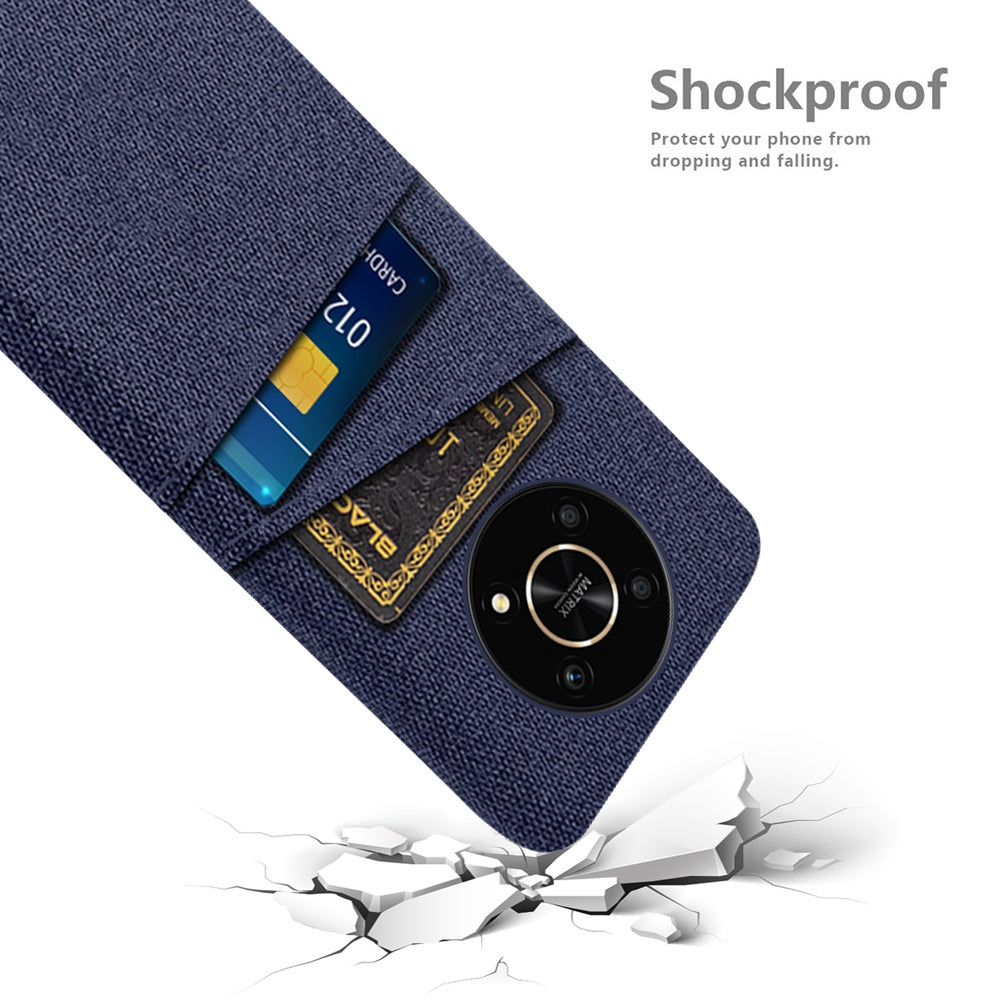 For Honor Magic4 Lite 5G/X30/X9 4G/X9 5G Dual Card Slots Cloth + PC Back Case Cloth Texture Protective Phone Cover