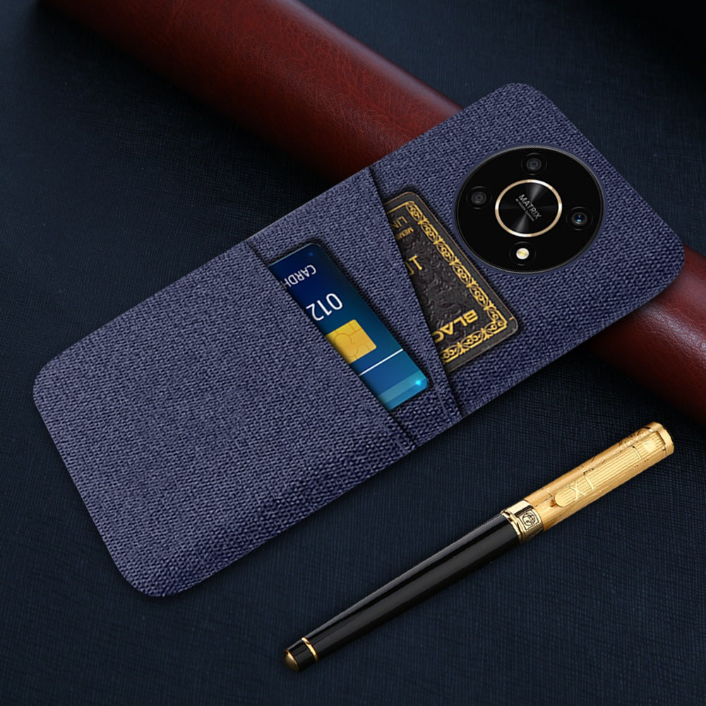 For Honor Magic4 Lite 5G/X30/X9 4G/X9 5G Dual Card Slots Cloth + PC Back Case Cloth Texture Protective Phone Cover