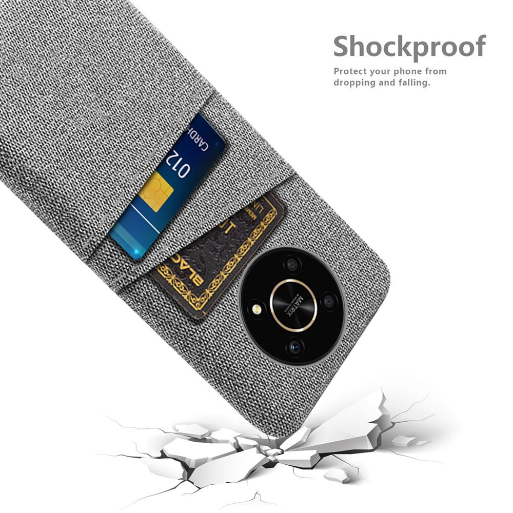 For Honor Magic4 Lite 5G/X30/X9 4G/X9 5G Dual Card Slots Cloth + PC Back Case Cloth Texture Protective Phone Cover