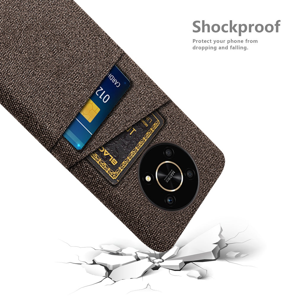 For Honor Magic4 Lite 5G/X30/X9 4G/X9 5G Dual Card Slots Cloth + PC Back Case Cloth Texture Protective Phone Cover