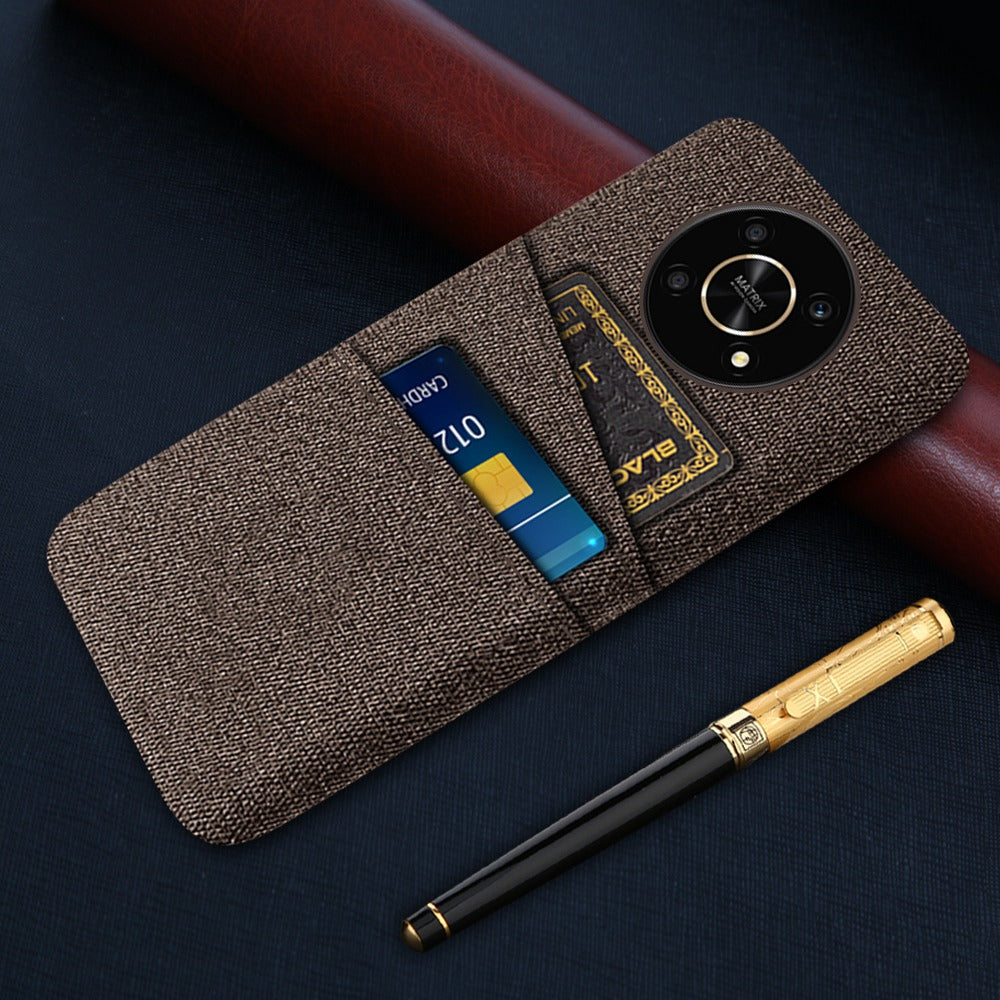 For Honor Magic4 Lite 5G/X30/X9 4G/X9 5G Dual Card Slots Cloth + PC Back Case Cloth Texture Protective Phone Cover