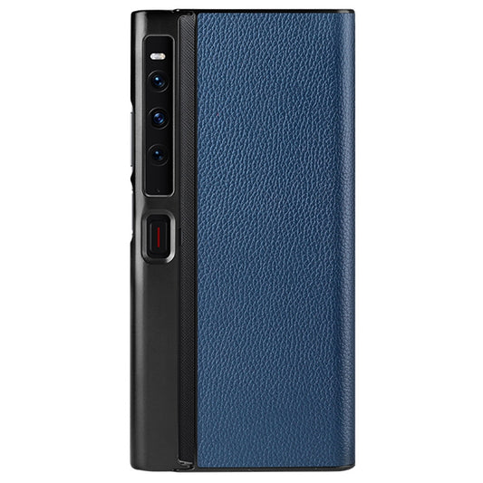For Huawei Mate Xs 2 Litchi Texture Folding Screen Phone Case Genuine Cowhide Leather Coated TPU Anti-Fall Back Cover