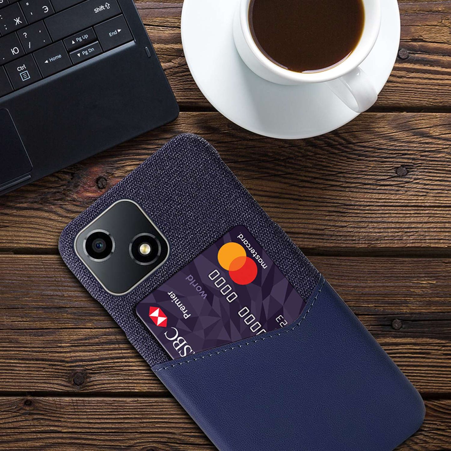 For Honor Play 30 5G Anti-fall Phone Cover Card Holder Shockproof Cloth Texture PU Leather Coated PC Phone Case