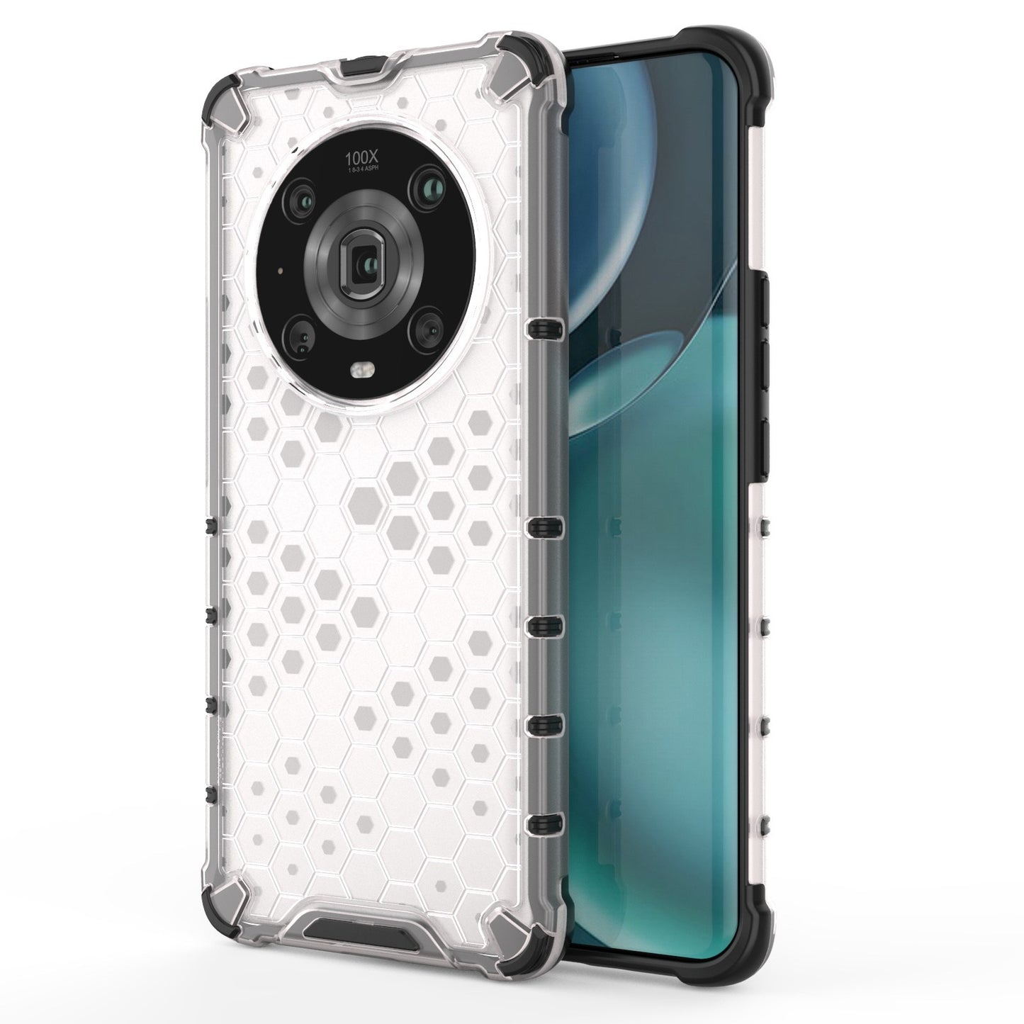 For Honor Magic4 Pro 5G Honeycomb Hybrid Series Heat Dissipation Case Soft TPU + Hard PC Shock-Absorption Phone Cover