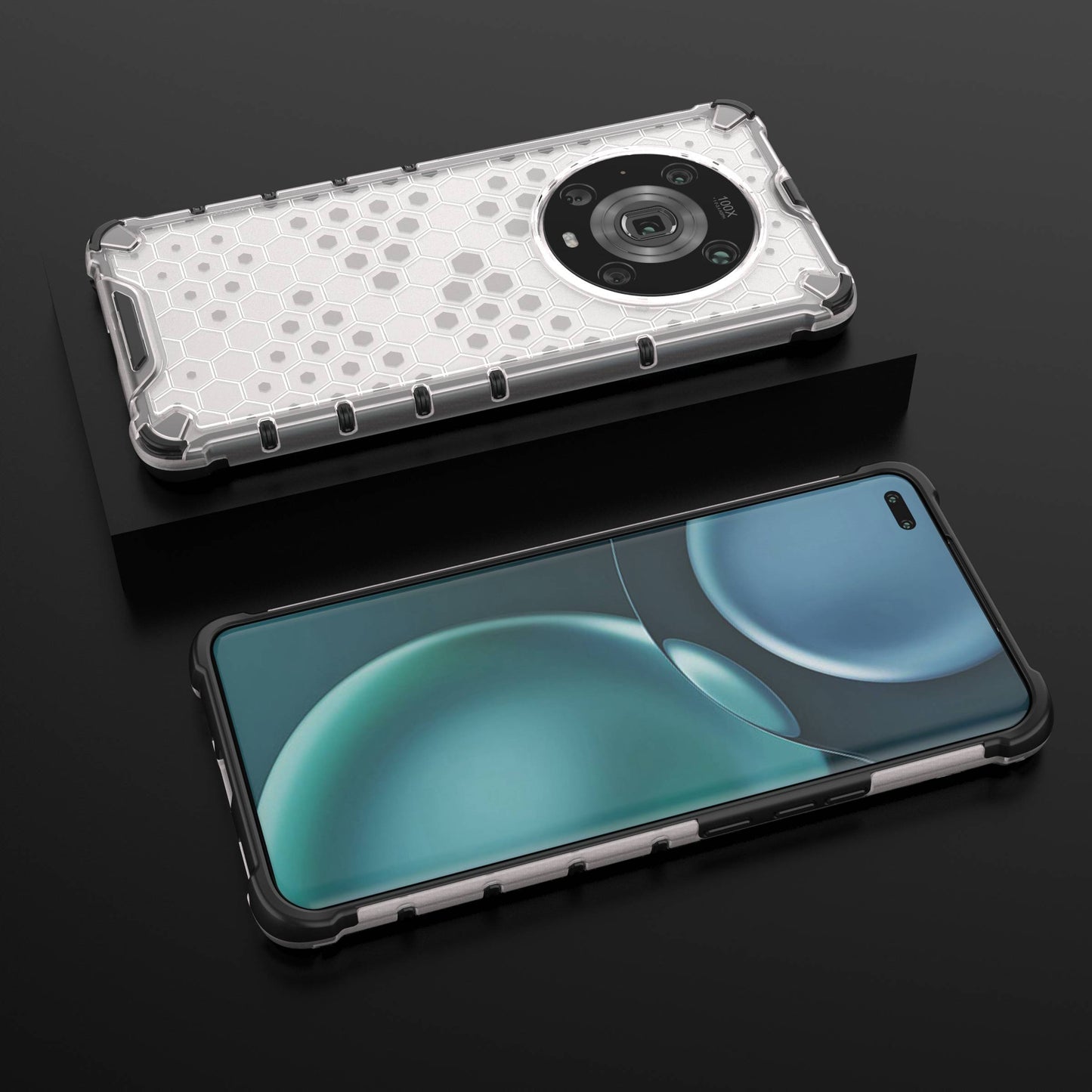 For Honor Magic4 Pro 5G Honeycomb Hybrid Series Heat Dissipation Case Soft TPU + Hard PC Shock-Absorption Phone Cover