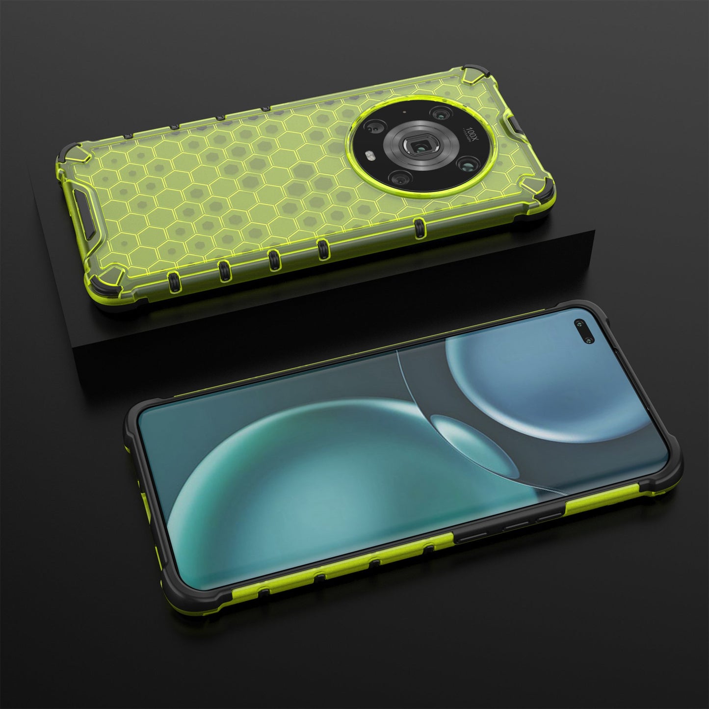 For Honor Magic4 Pro 5G Honeycomb Hybrid Series Heat Dissipation Case Soft TPU + Hard PC Shock-Absorption Phone Cover