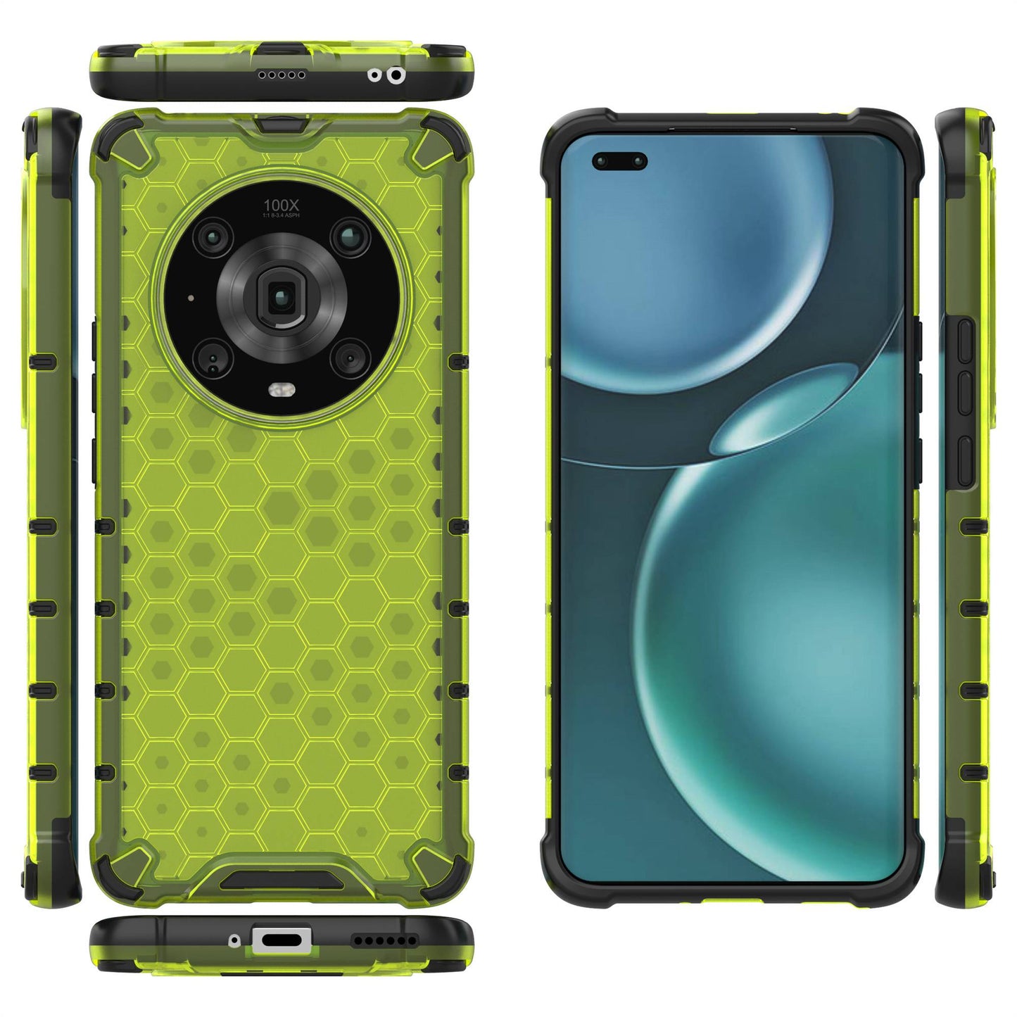 For Honor Magic4 Pro 5G Honeycomb Hybrid Series Heat Dissipation Case Soft TPU + Hard PC Shock-Absorption Phone Cover