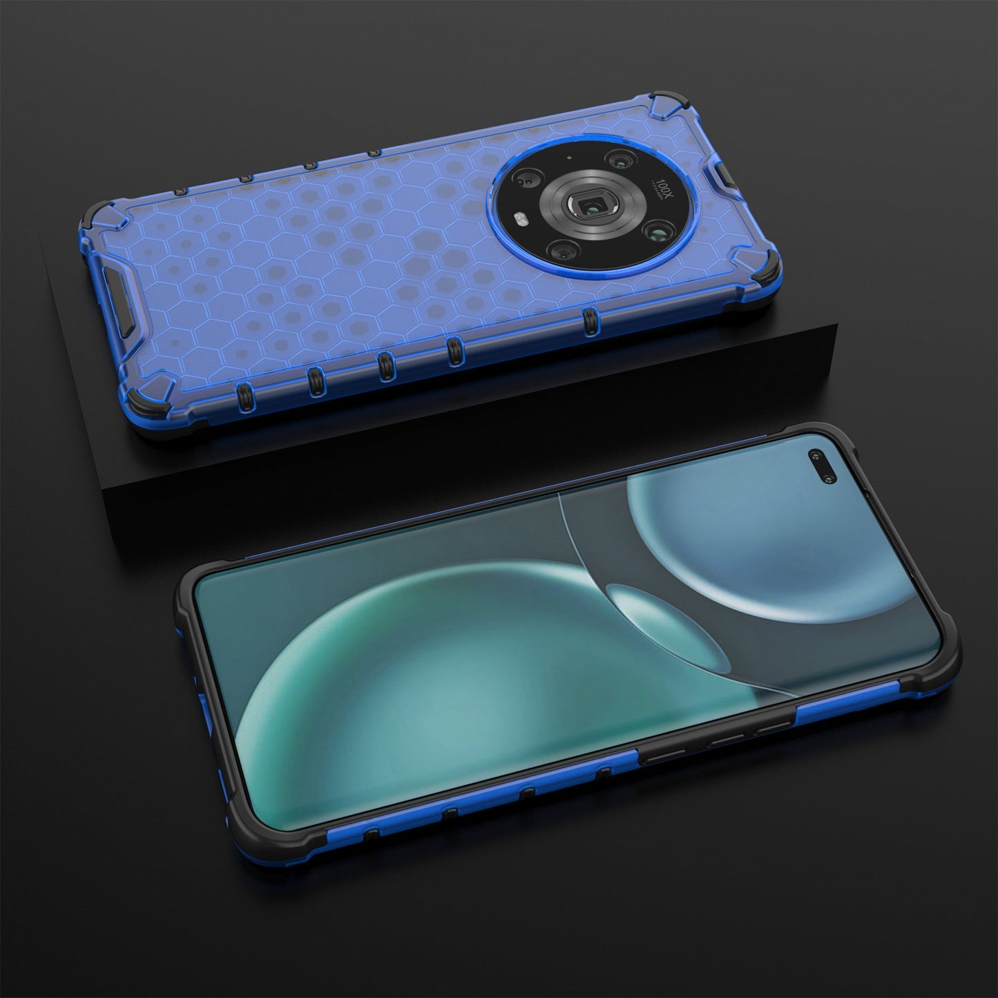 For Honor Magic4 Pro 5G Honeycomb Hybrid Series Heat Dissipation Case Soft TPU + Hard PC Shock-Absorption Phone Cover