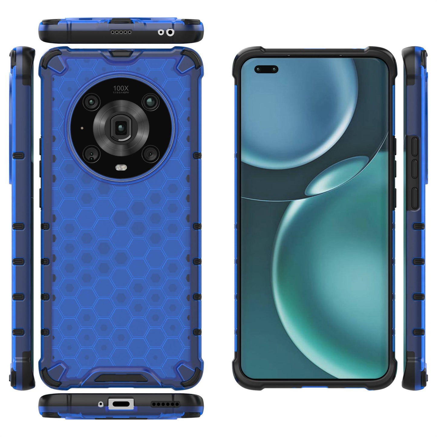 For Honor Magic4 Pro 5G Honeycomb Hybrid Series Heat Dissipation Case Soft TPU + Hard PC Shock-Absorption Phone Cover
