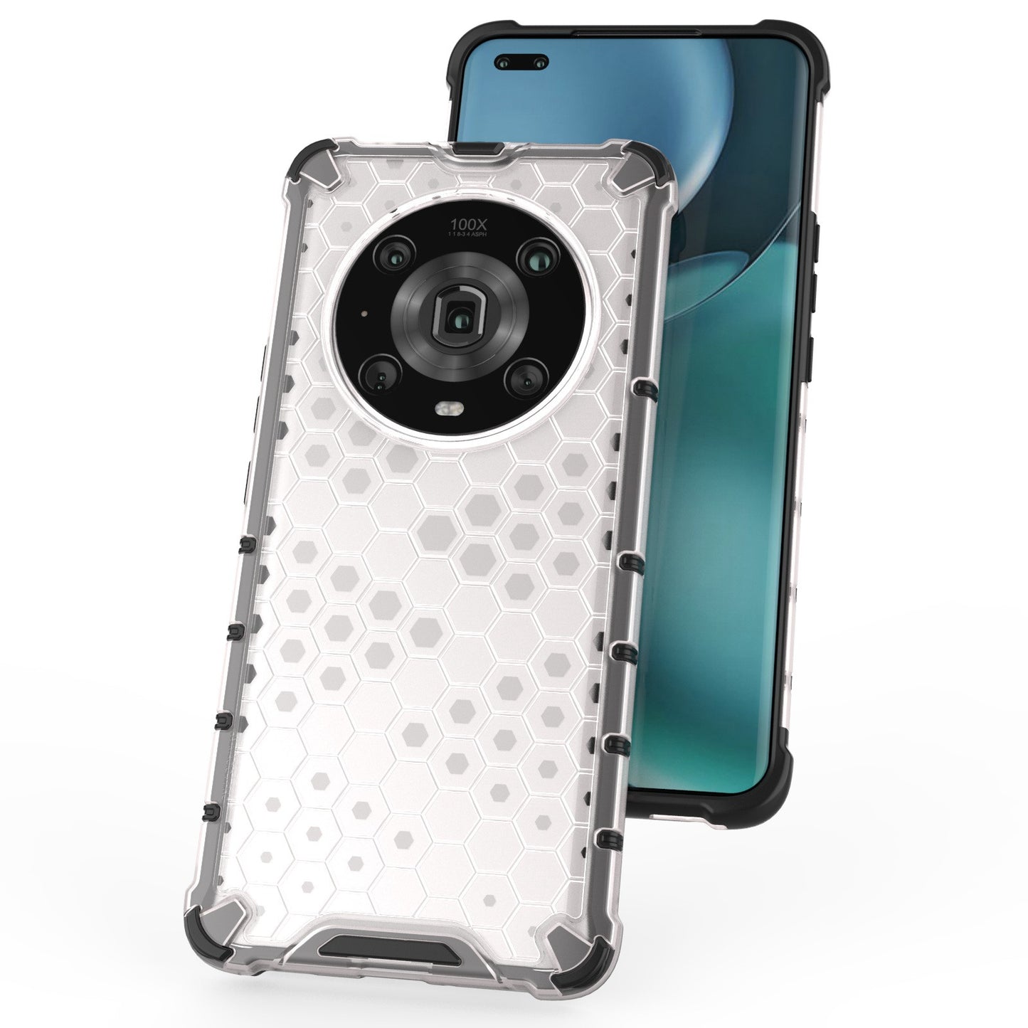 For Honor Magic4 Pro 5G Honeycomb Hybrid Series Heat Dissipation Case Soft TPU + Hard PC Shock-Absorption Phone Cover