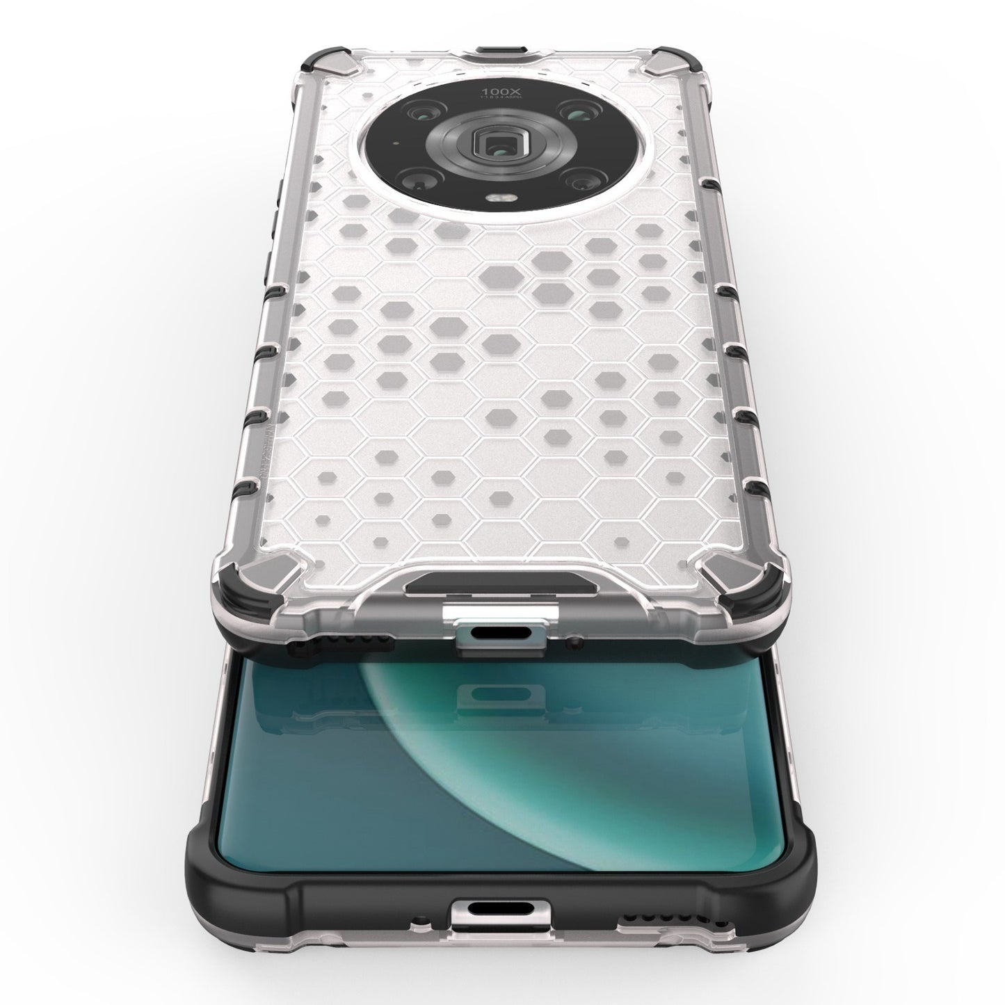 For Honor Magic4 Pro 5G Honeycomb Hybrid Series Heat Dissipation Case Soft TPU + Hard PC Shock-Absorption Phone Cover