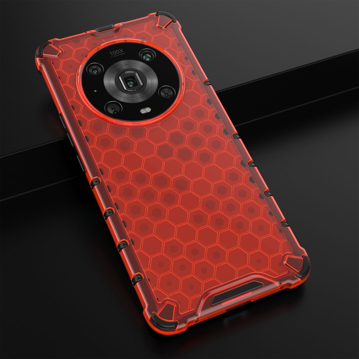 For Honor Magic4 Pro 5G Honeycomb Hybrid Series Heat Dissipation Case Soft TPU + Hard PC Shock-Absorption Phone Cover