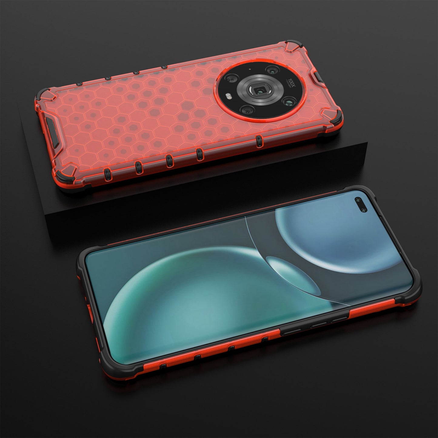 For Honor Magic4 Pro 5G Honeycomb Hybrid Series Heat Dissipation Case Soft TPU + Hard PC Shock-Absorption Phone Cover