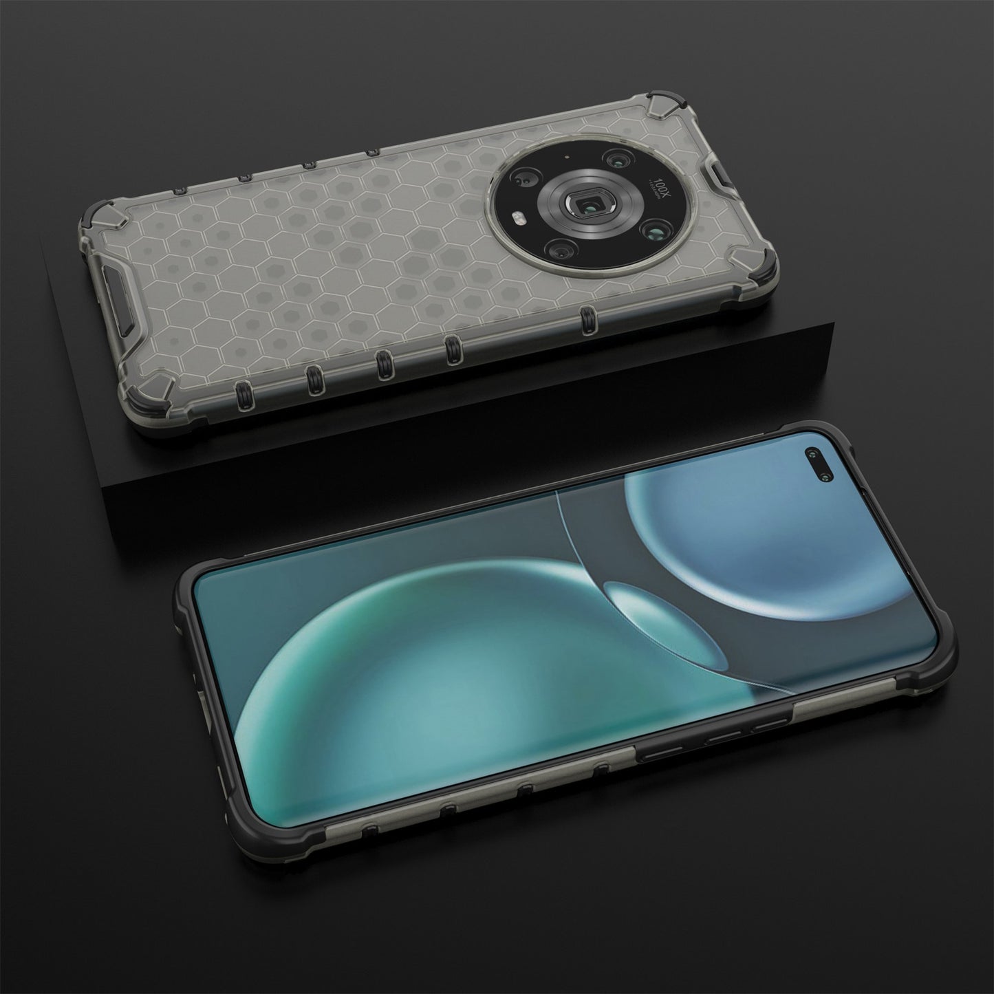 For Honor Magic4 Pro 5G Honeycomb Hybrid Series Heat Dissipation Case Soft TPU + Hard PC Shock-Absorption Phone Cover