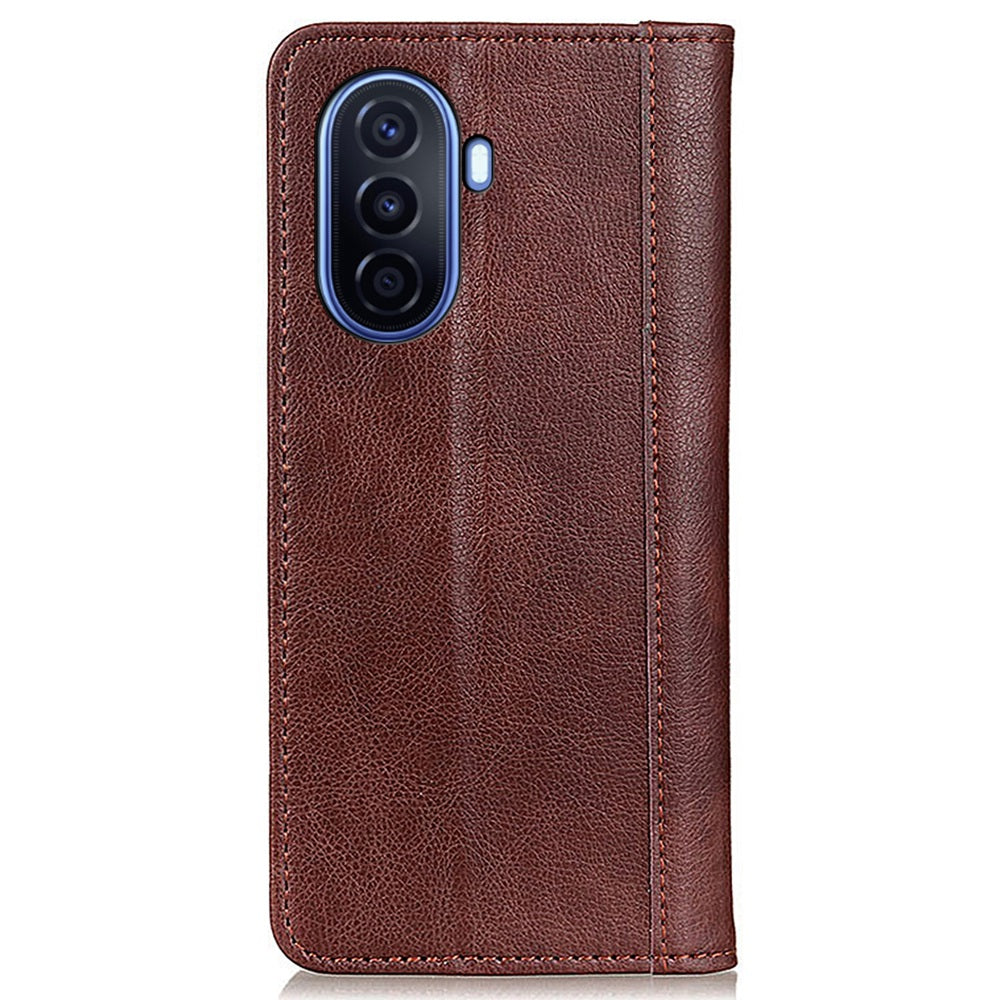 For Huawei nova Y70 4G/Y70 Plus 4G Litchi Texture Wallet Flip Cover Split Leather Stand Magnetic Closure Shockproof Folio Case