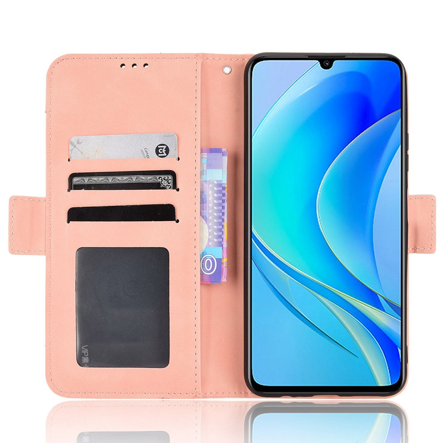 For Huawei nova Y70 4G/nova Y70 Plus 4G Anti-wear PU Leather Case Wallet Stand Anti-shock Phone Cover with Multiple Card Slots
