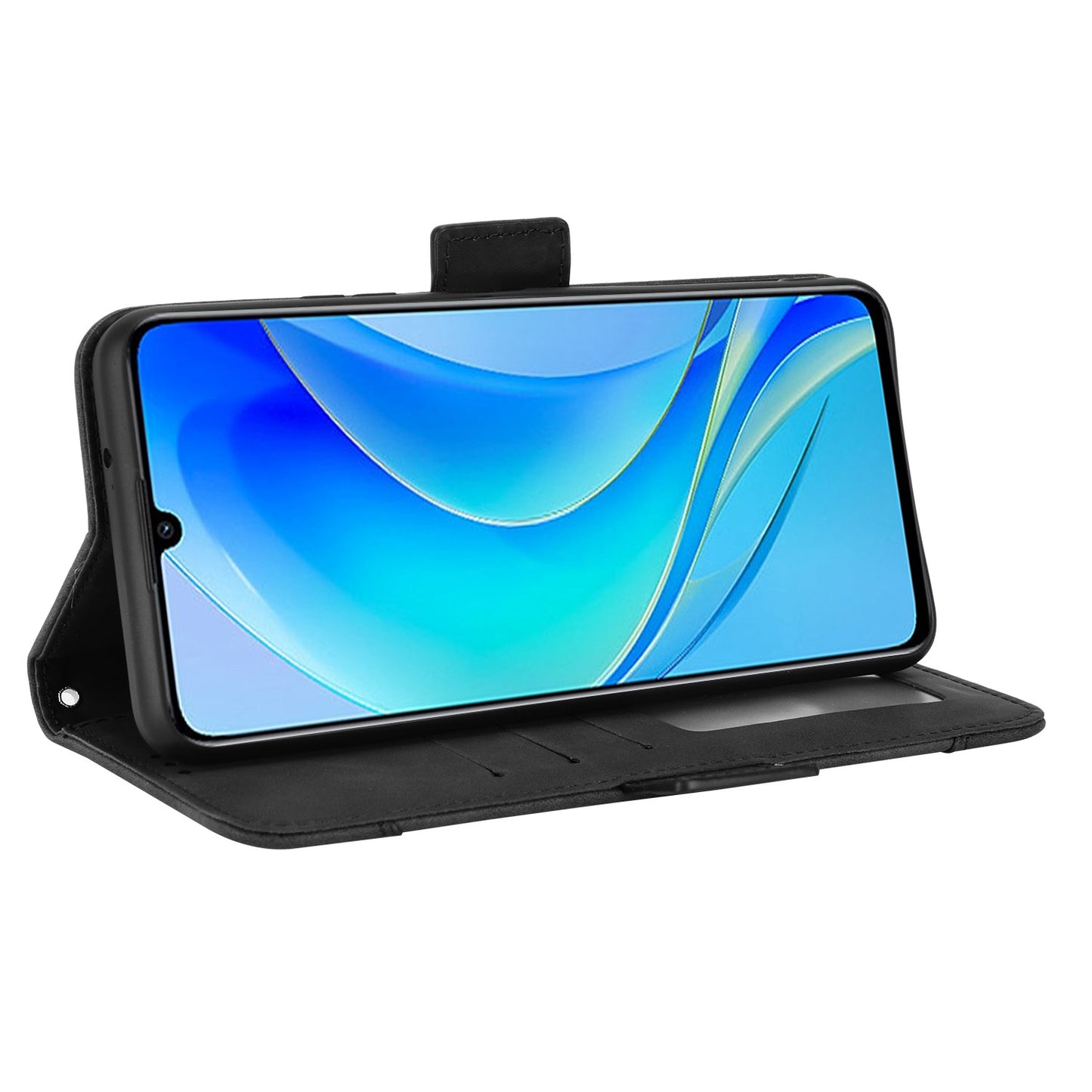 For Huawei nova Y70 4G/nova Y70 Plus 4G Anti-wear PU Leather Case Wallet Stand Anti-shock Phone Cover with Multiple Card Slots