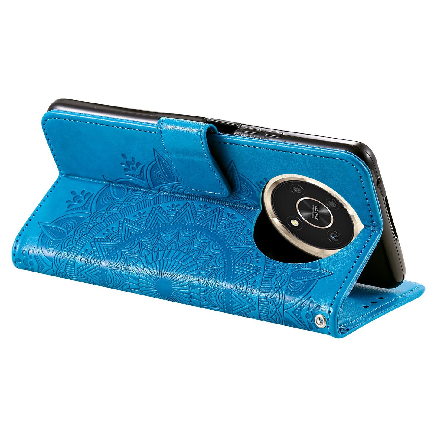 For Honor X30/X9 4G/5G Imprinted Mandala Flower Pattern Wrist Strap Wallet Case PU Leather Stand Feature Flip Cover