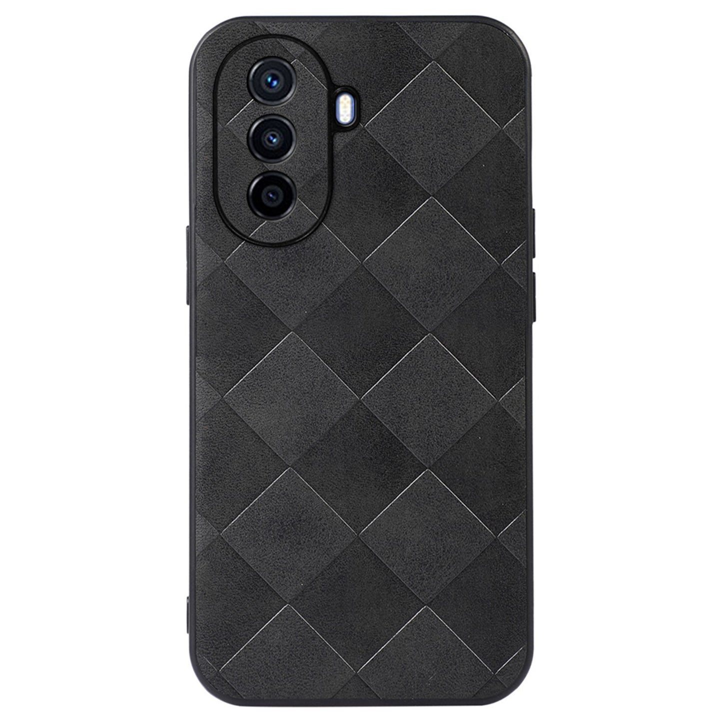 For Huawei Enjoy 50/nova Y70 4G/nova Y70 Plus 4G PU Leather Grid Texture Phone Case Soft TPU Hard PC Hybrid Shockproof Cover