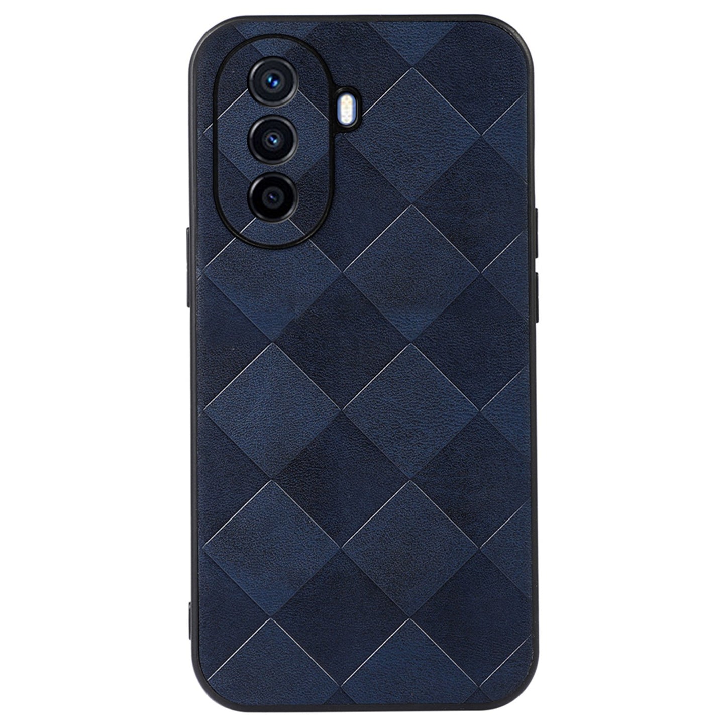 For Huawei Enjoy 50/nova Y70 4G/nova Y70 Plus 4G PU Leather Grid Texture Phone Case Soft TPU Hard PC Hybrid Shockproof Cover