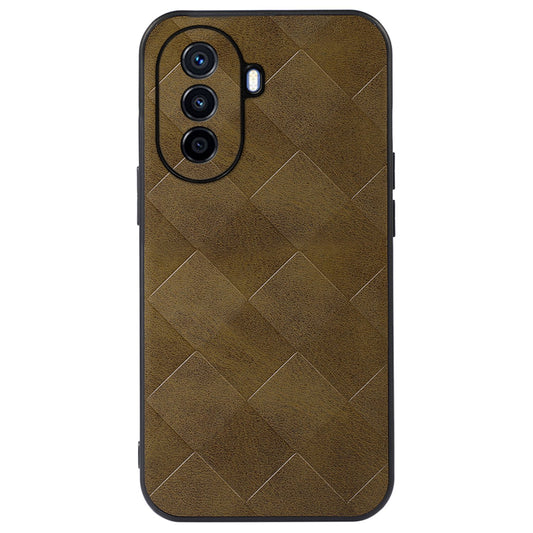 For Huawei Enjoy 50/nova Y70 4G/nova Y70 Plus 4G PU Leather Grid Texture Phone Case Soft TPU Hard PC Hybrid Shockproof Cover