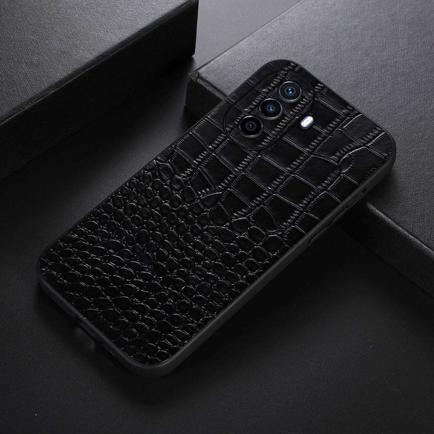For Huawei Enjoy 50/nova Y70 4G/nova Y70 Plus 4G Crocodile Texture Genuine Cowhide Leather Coating Case Leather Soft TPU Hard PC Protection Phone Cover