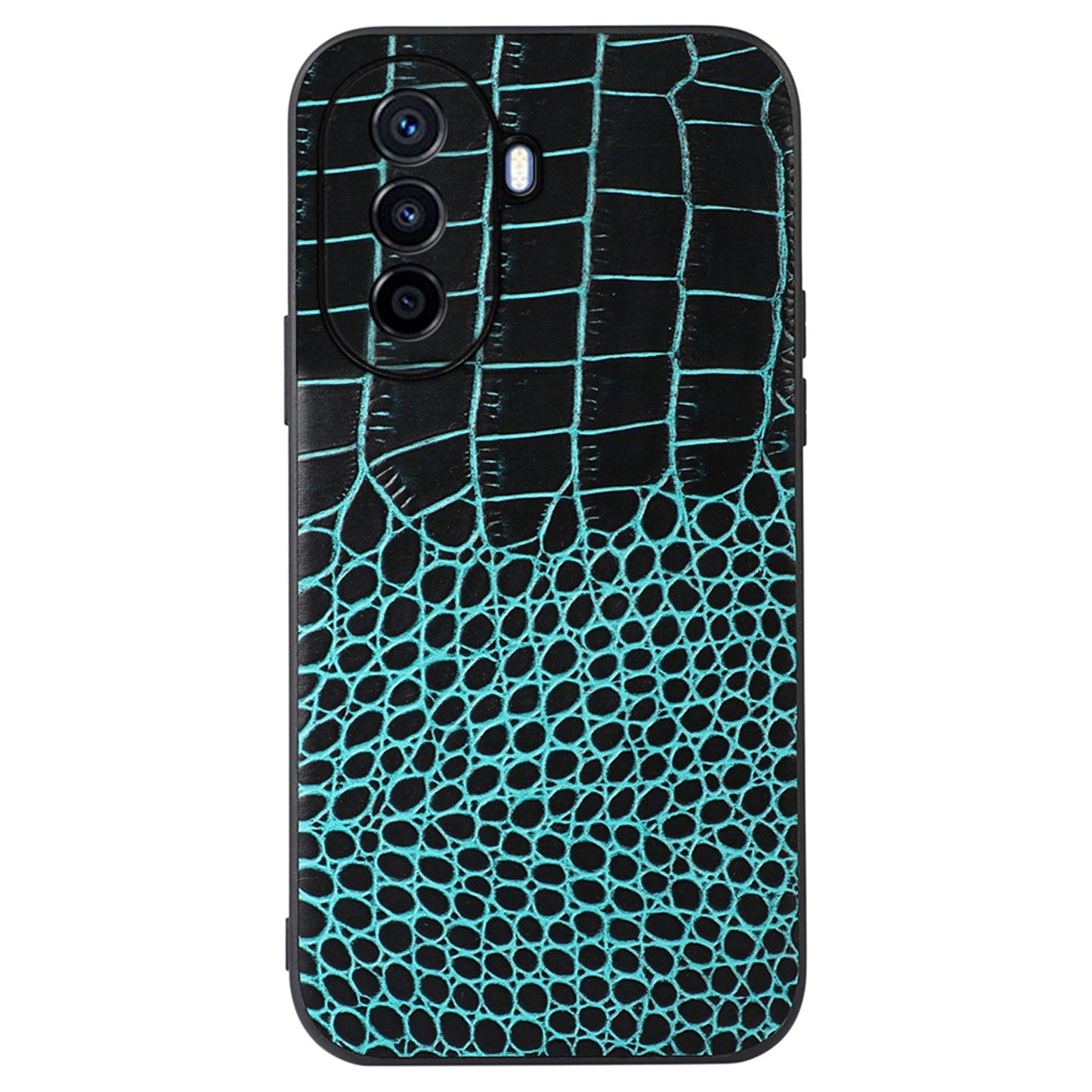 For Huawei Enjoy 50/nova Y70 4G/nova Y70 Plus 4G Crocodile Texture Genuine Cowhide Leather Coating Case Leather Soft TPU Hard PC Protection Phone Cover
