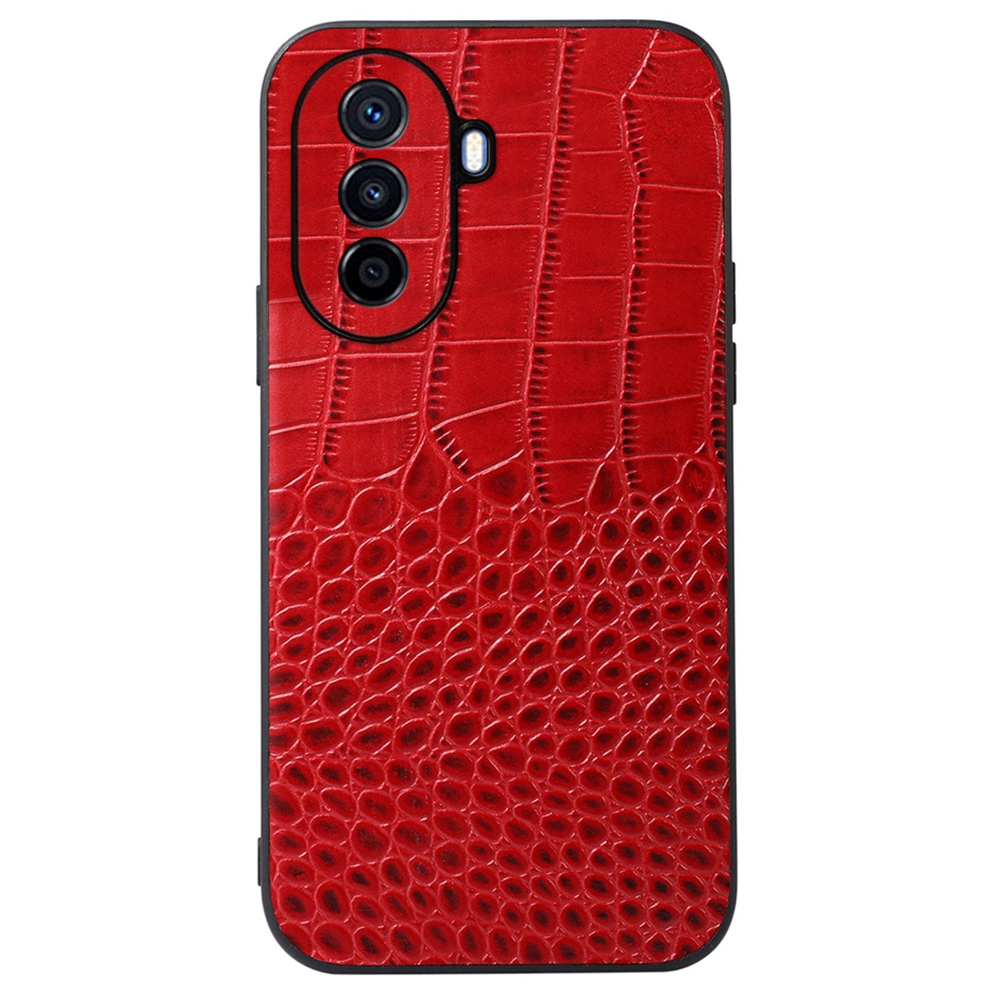 For Huawei Enjoy 50/nova Y70 4G/nova Y70 Plus 4G Crocodile Texture Genuine Cowhide Leather Coating Case Leather Soft TPU Hard PC Protection Phone Cover