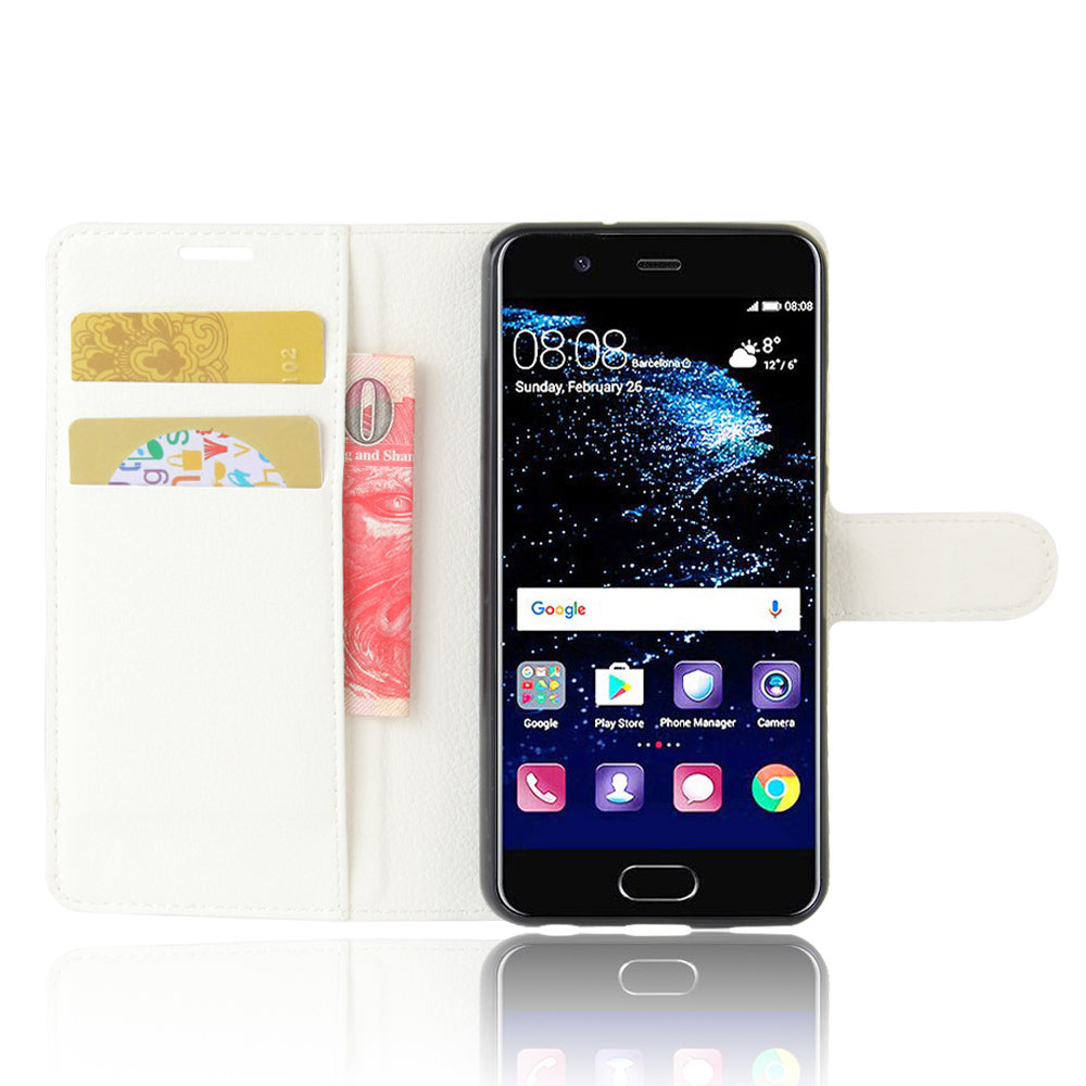 For Huawei P10 Litchi Skin Leather Stand Cover with Separated Wallet Design Anti-Collision Protection