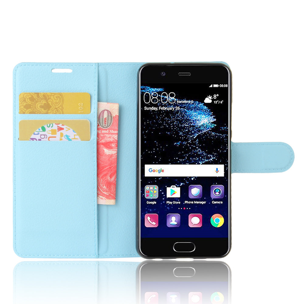 For Huawei P10 Litchi Skin Leather Stand Cover with Separated Wallet Design Anti-Collision Protection