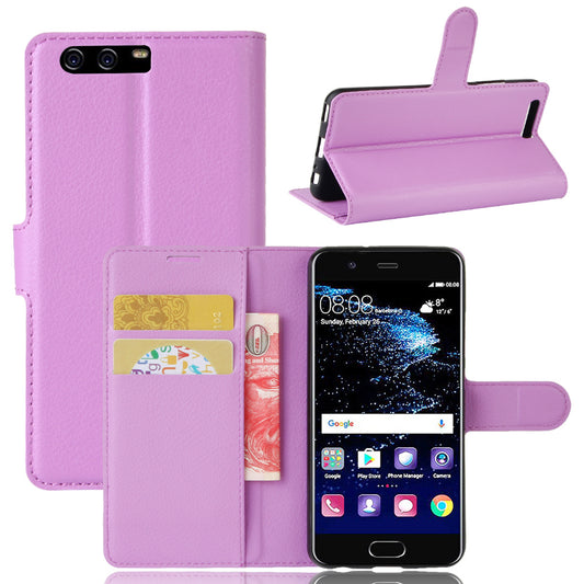 For Huawei P10 Litchi Skin Leather Stand Cover with Separated Wallet Design Anti-Collision Protection