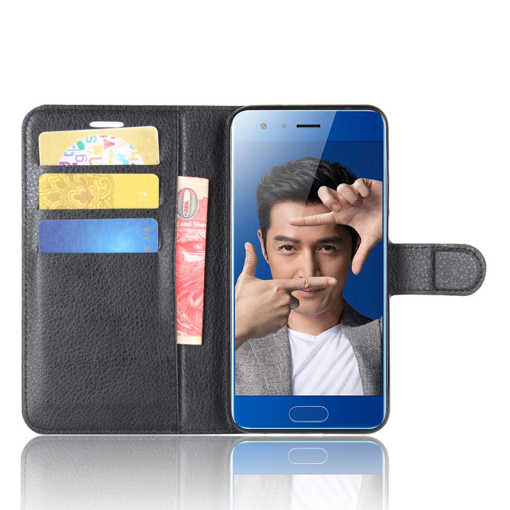 For Huawei Honor 9 Litchi Texture PU Leather Wallet Stand Phone Case Shell