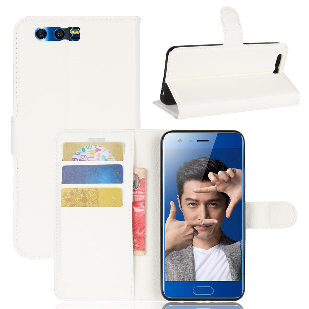 For Huawei Honor 9 Litchi Texture PU Leather Wallet Stand Phone Case Shell