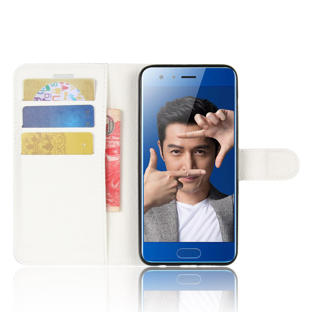 For Huawei Honor 9 Litchi Texture PU Leather Wallet Stand Phone Case Shell