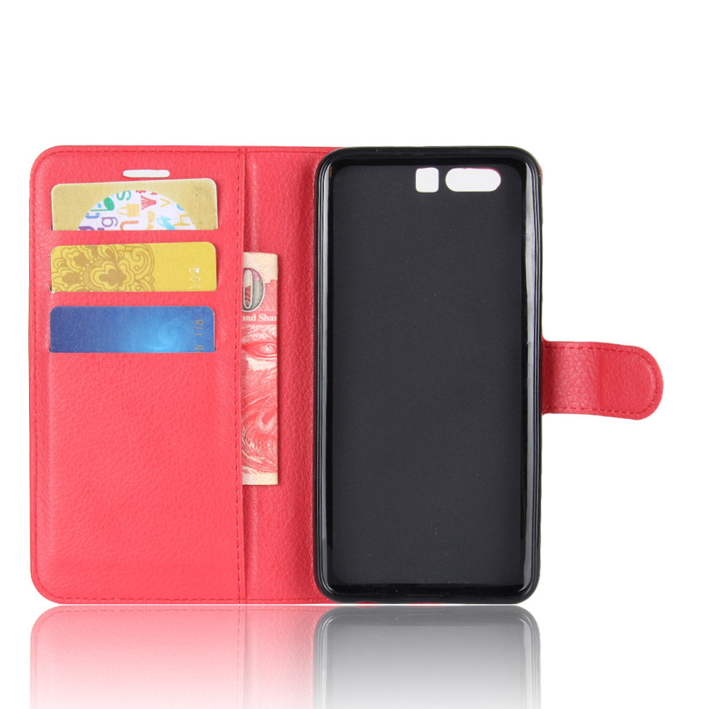 For Huawei Honor 9 Litchi Texture PU Leather Wallet Stand Phone Case Shell