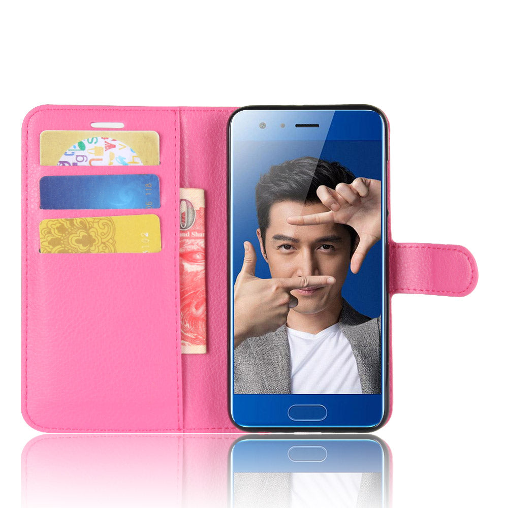 For Huawei Honor 9 Litchi Texture PU Leather Wallet Stand Phone Case Shell