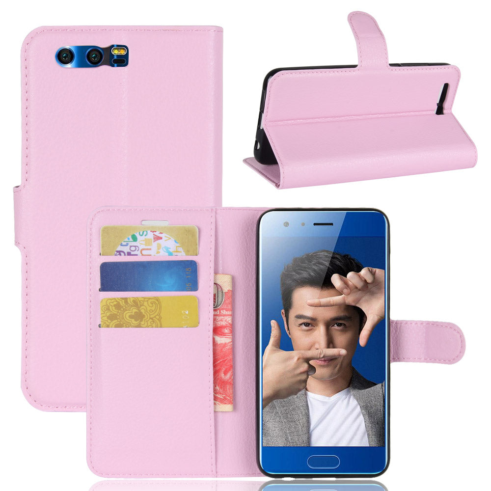 For Huawei Honor 9 Litchi Texture PU Leather Wallet Stand Phone Case Shell