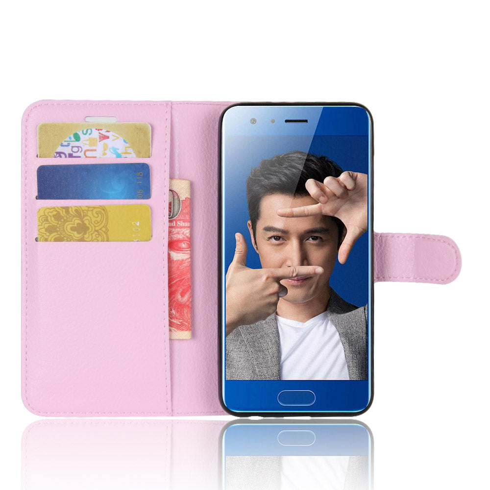 For Huawei Honor 9 Litchi Texture PU Leather Wallet Stand Phone Case Shell