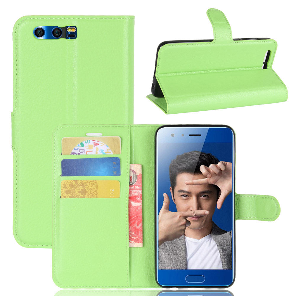 For Huawei Honor 9 Litchi Texture PU Leather Wallet Stand Phone Case Shell