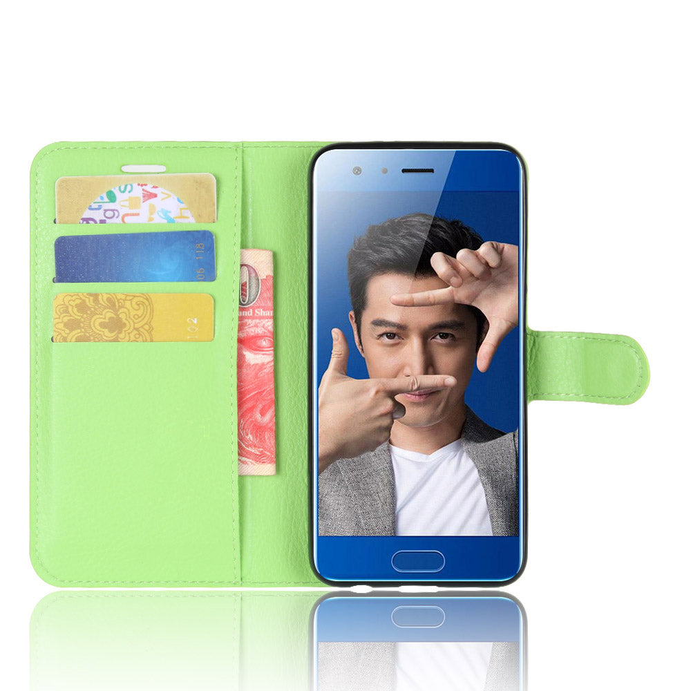For Huawei Honor 9 Litchi Texture PU Leather Wallet Stand Phone Case Shell