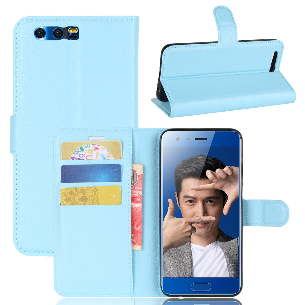 For Huawei Honor 9 Litchi Texture PU Leather Wallet Stand Phone Case Shell