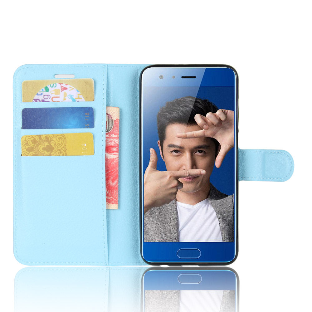 For Huawei Honor 9 Litchi Texture PU Leather Wallet Stand Phone Case Shell