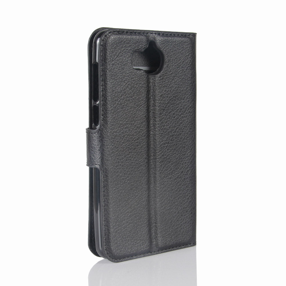 For Huawei Y5 (2017) / Y6 (2017) Litchi Texture PU Leather Card Slots Stand Phone Casing