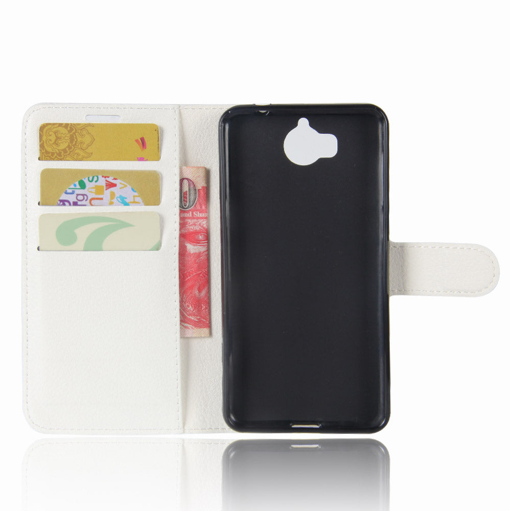 For Huawei Y5 (2017) / Y6 (2017) Litchi Texture PU Leather Card Slots Stand Phone Casing