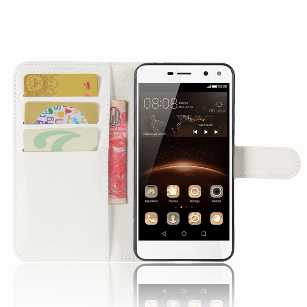 For Huawei Y5 (2017) / Y6 (2017) Litchi Texture PU Leather Card Slots Stand Phone Casing