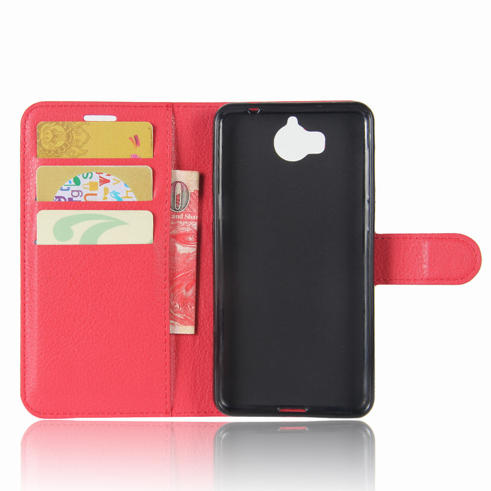 For Huawei Y5 (2017) / Y6 (2017) Litchi Texture PU Leather Card Slots Stand Phone Casing