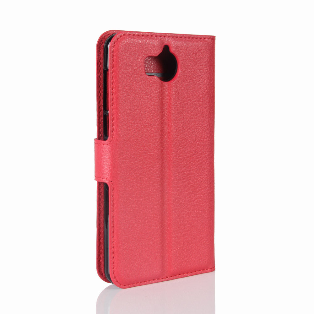 For Huawei Y5 (2017) / Y6 (2017) Litchi Texture PU Leather Card Slots Stand Phone Casing