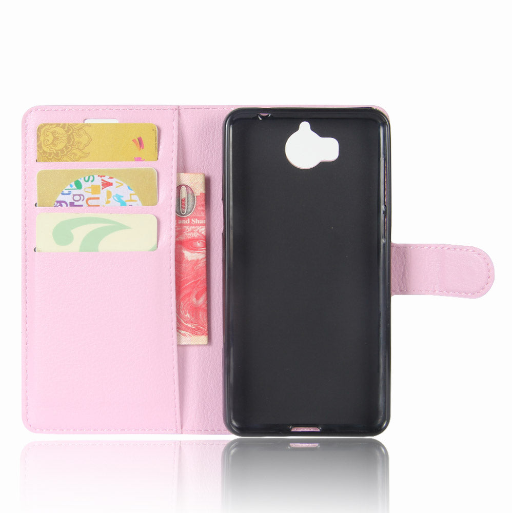 For Huawei Y5 (2017) / Y6 (2017) Litchi Texture PU Leather Card Slots Stand Phone Casing